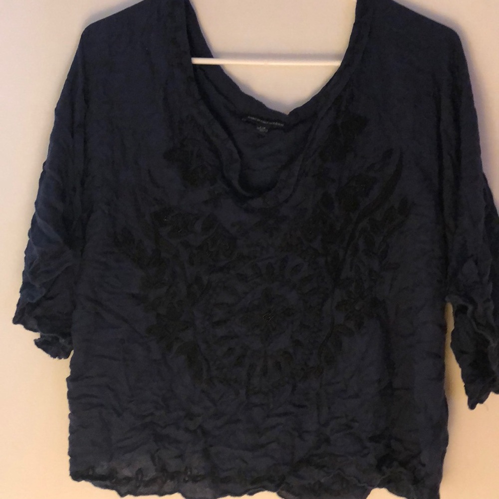 Sexy navy and black embroidered crop top